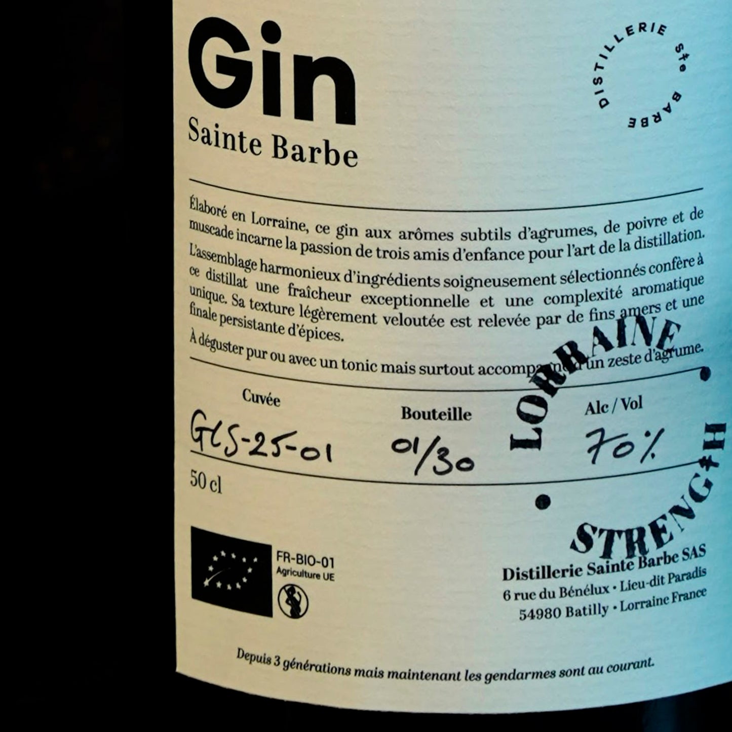 Gin Sainte Barbe Lorraine Strength 70%